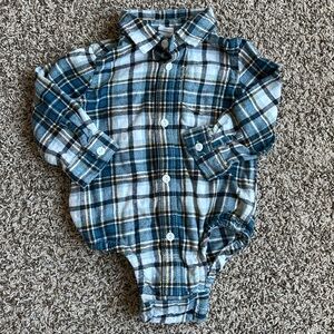 Baby Gap Button Down Plaid Flannel Onesie Baby Boy 18-24 months